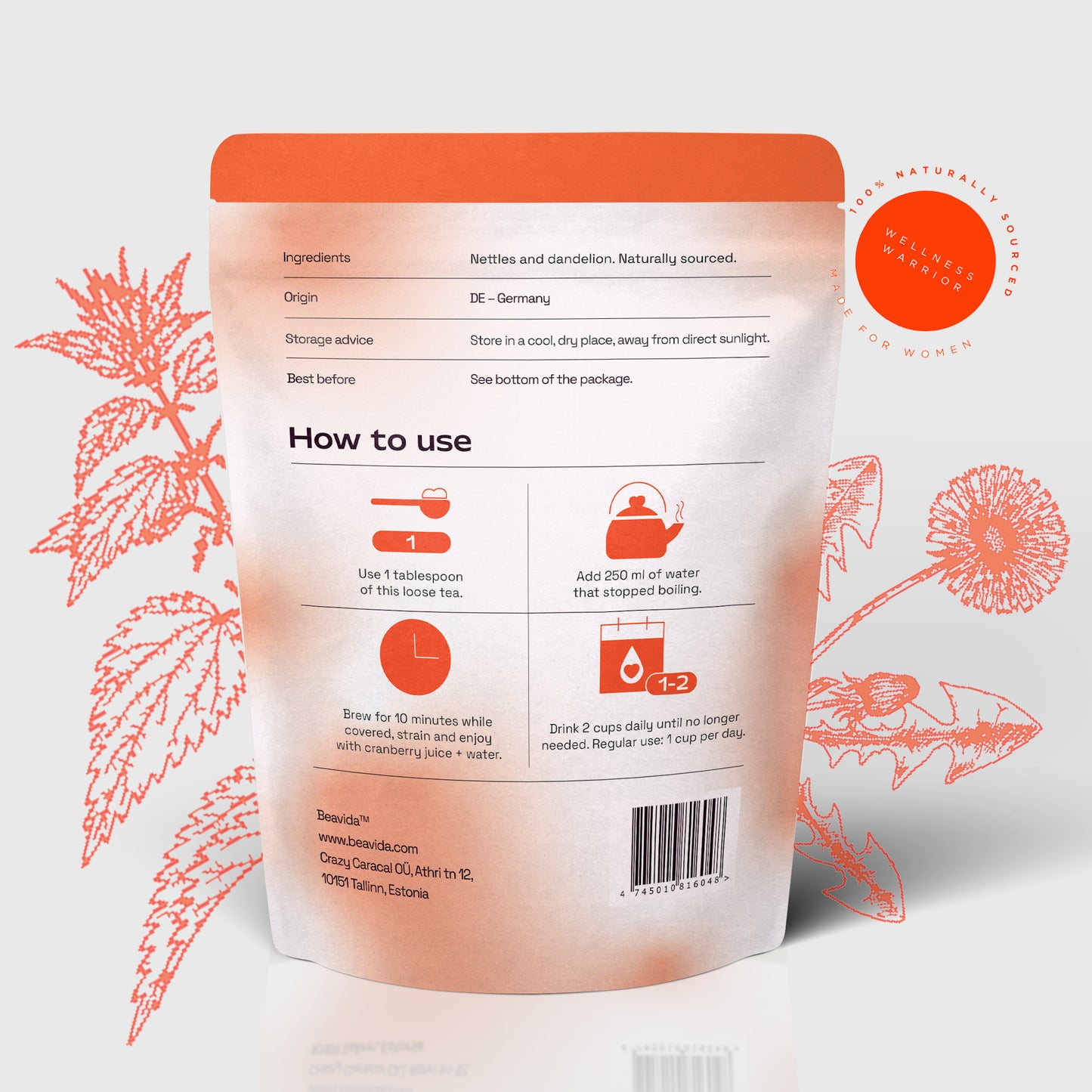 Bless the Bladder urinary tea packaging back