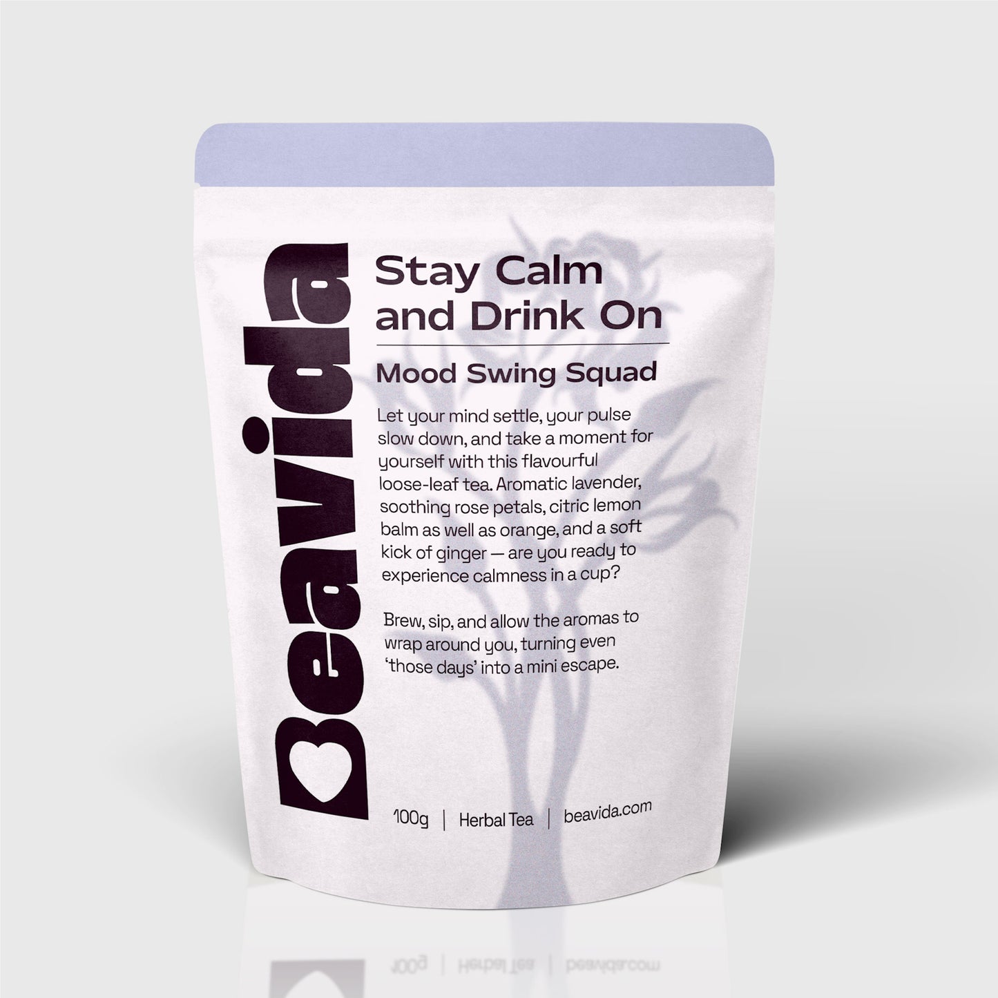 Stay Calm and Drink On PMS tea packaging front